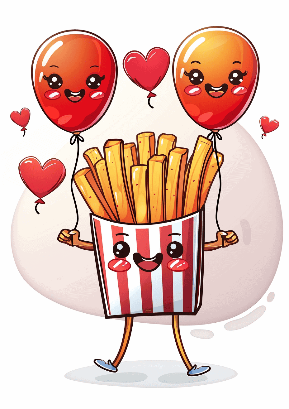 Fries Celebrating with Balloons